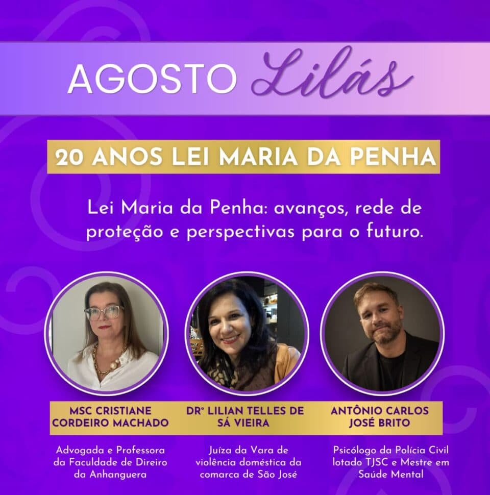 São José sedia debate gratuito sobre 20 anos da Lei Maria da Penha