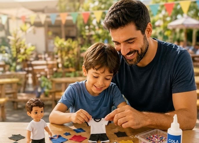 São José: Feira de Dia dos Pais une famílias com oficina criativa de bonecos temáticos